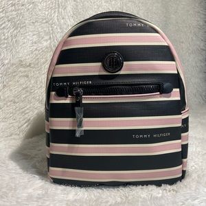 Tommy Hilfiger White/Black/Pink Stripped Back Pack